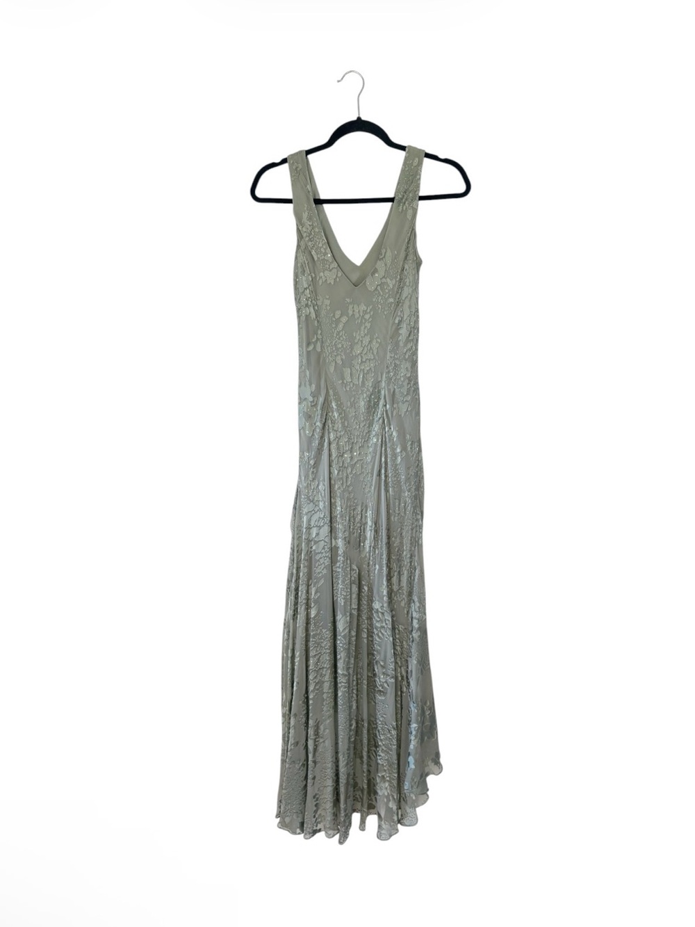 Sage Green Silk Alex evenings Ruffled Maxi Dress - Picture 2 of 10